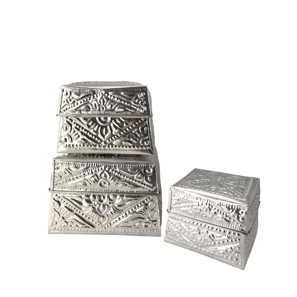 Set of 3 Medium Silver Nesting Boxes
