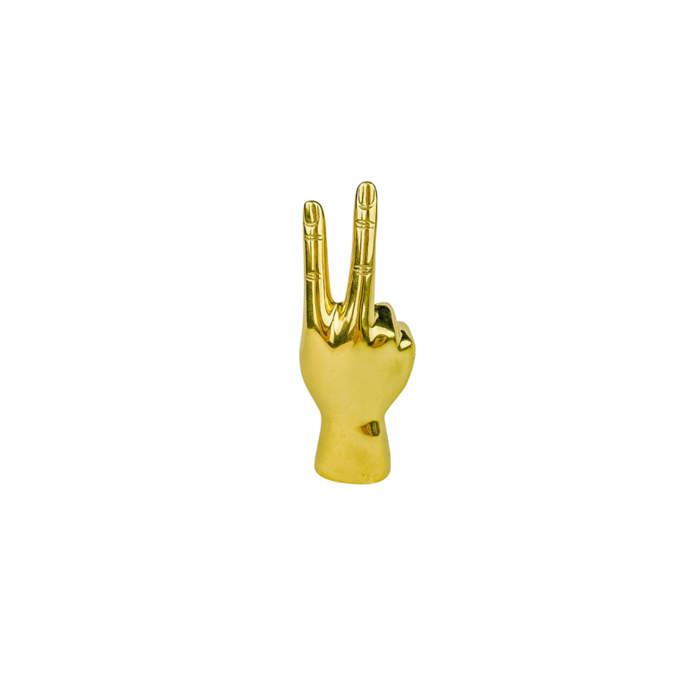 Brass Peace Sign Hand Ornament