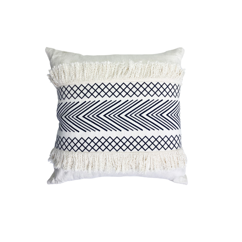 Geometric Fringed Cushion