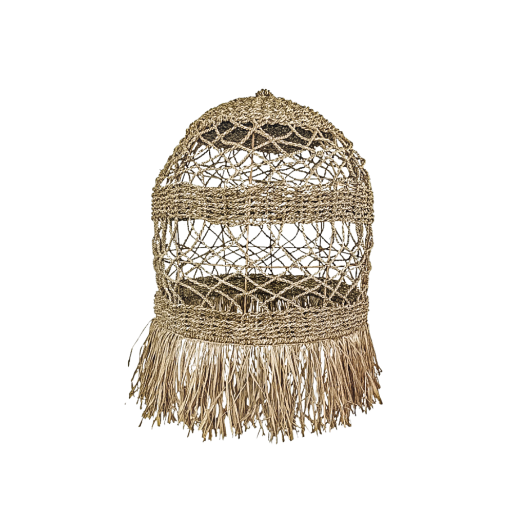 Diya Fringed Seagrass Pendant Light Shade Large