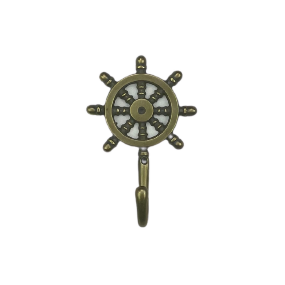 Brass Ship Wheel Wall Hook Large