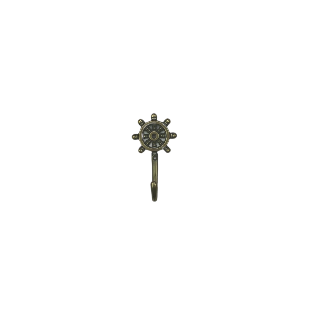 Brass Ship Wheel Wall Hook Small