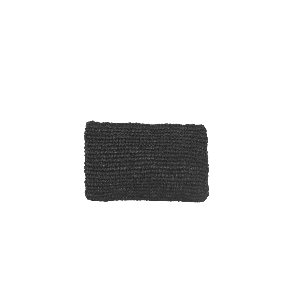Jade Black Raffia Clutch