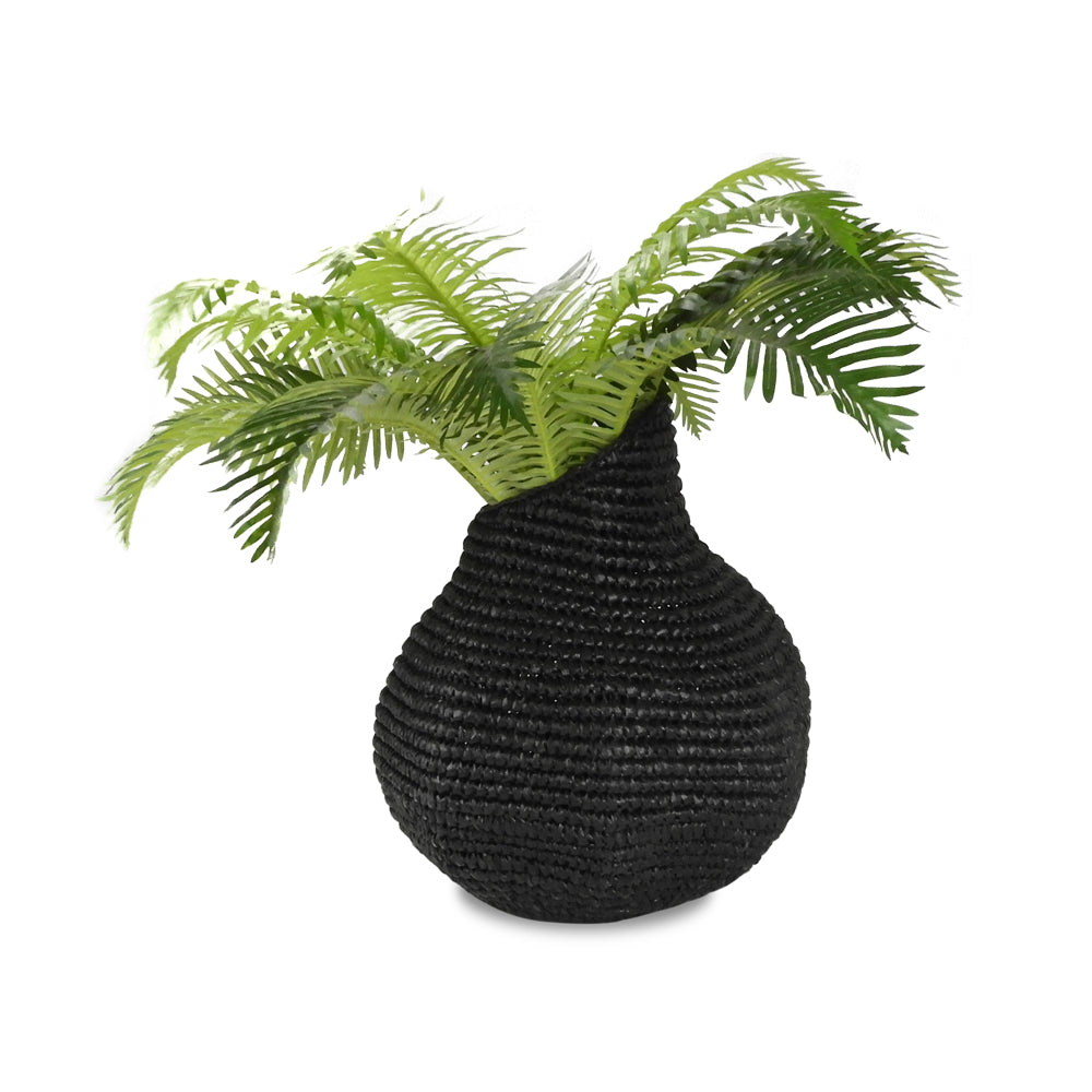 Black Mission Woven Planter Pot