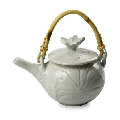 Ceramic Lotus Teapot With Bamboo Handle