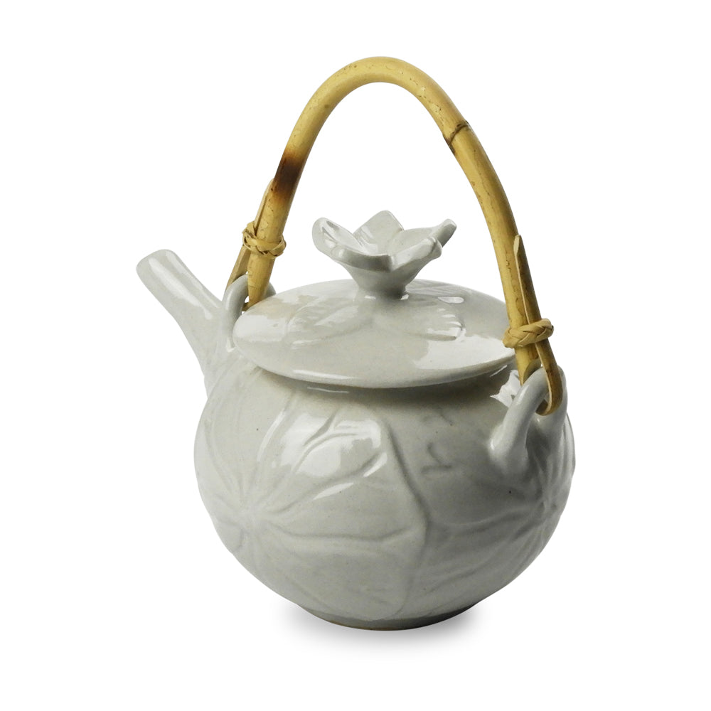 Ceramic Lotus Teapot With Bamboo Handle