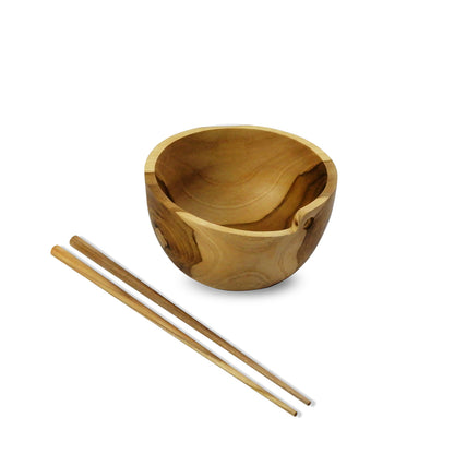 Natural Teak Soul Bowl With Chopsticks