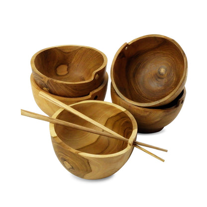 Natural Teak Soul Bowl With Chopsticks