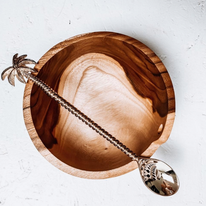 Tropical Brass Palm Tree Dessert Spoon