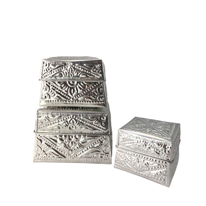 Set of 3 Medium Silver Nesting Boxes