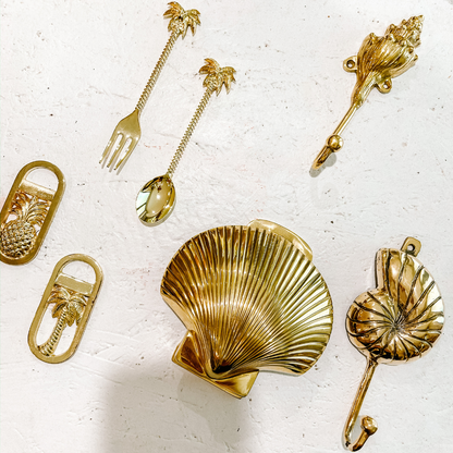Tropical Brass Palm Tree Dessert Fork