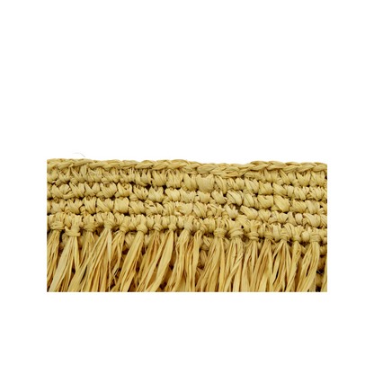 Cora Raffia Woven Fringed Clutch