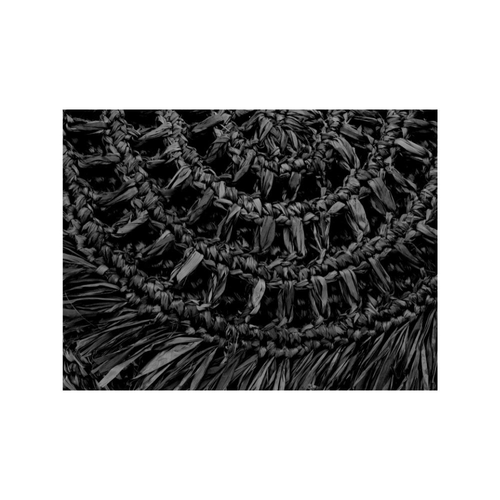 Black Summertime Raffia Clutch