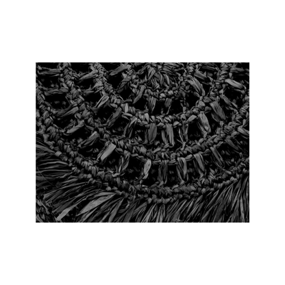 Black Summertime Raffia Clutch