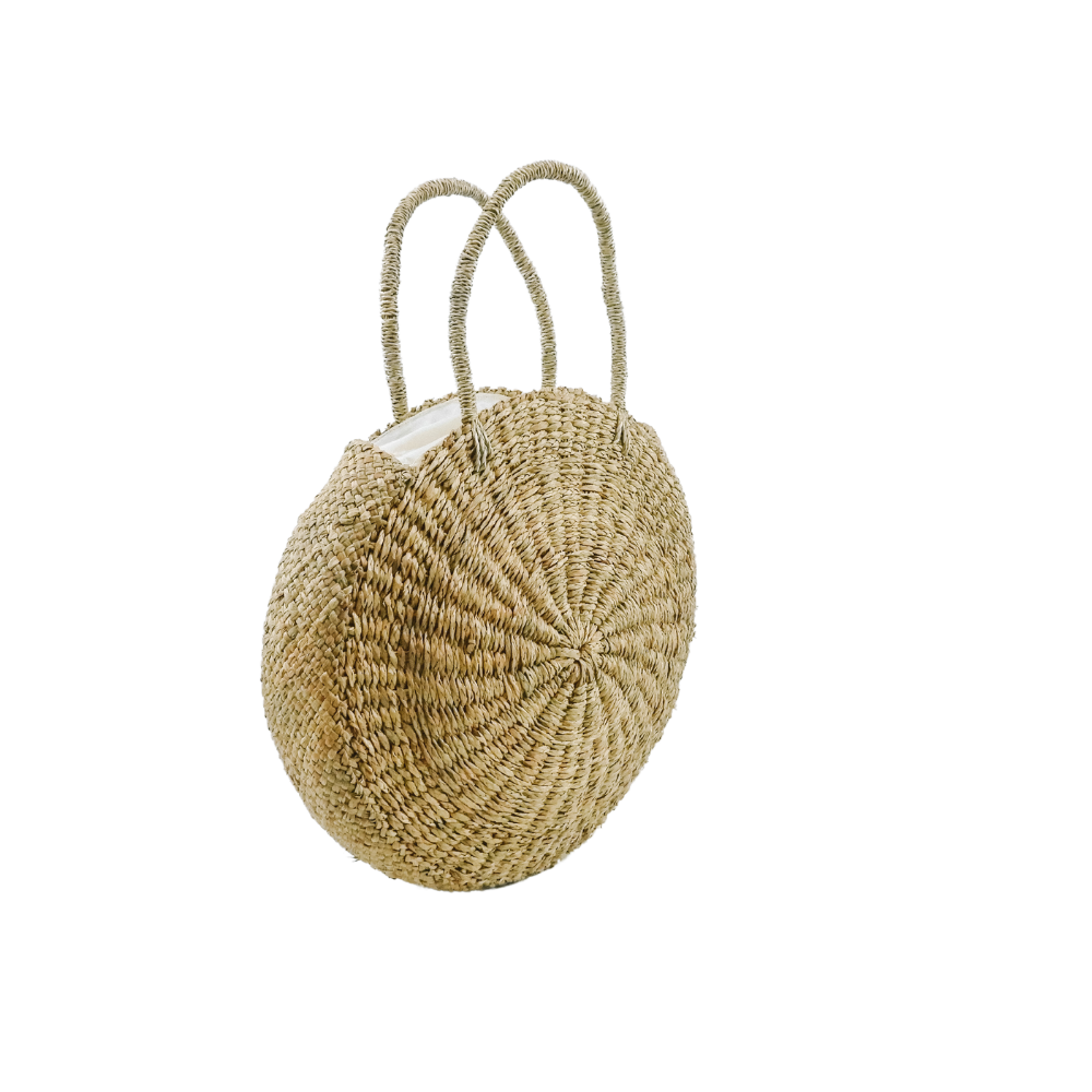 Adelita Round Woven Seagrass Shoulder Bag Large