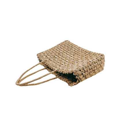 Neoma Rectangle Open Weave Rattan Bag with Detailing