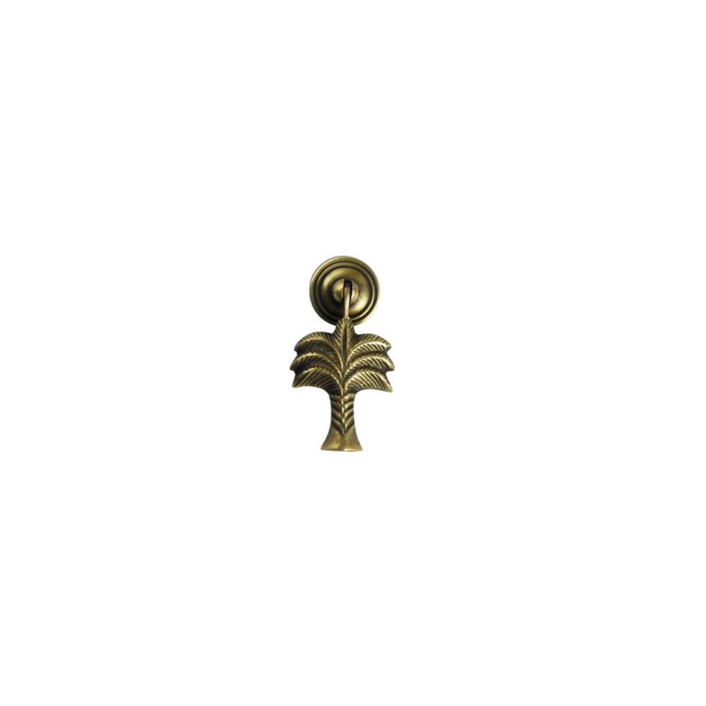 Tropical Palm Tree Brass Hanging Drawer Pull