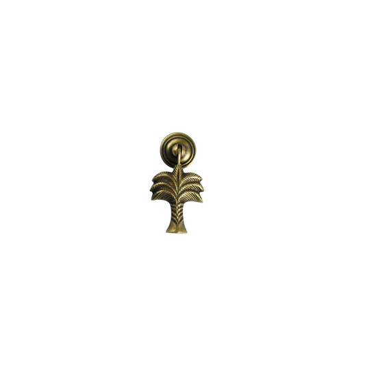 Tropical Palm Tree Brass Hanging Drawer Pull