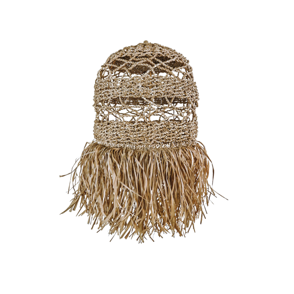 Diya Fringed Seagrass Pendant Light Shade Small