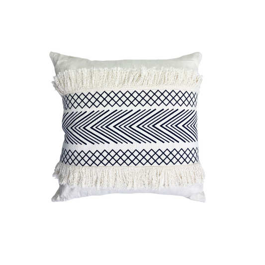 Geometric Fringed Cushion
