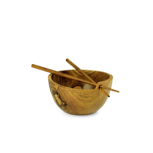 Natural Teak Soul Bowl With Chopsticks