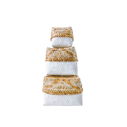 Set of 3 White Mandala Nesting Boxes