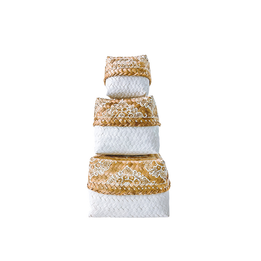 Set of 3 White Mandala Nesting Boxes