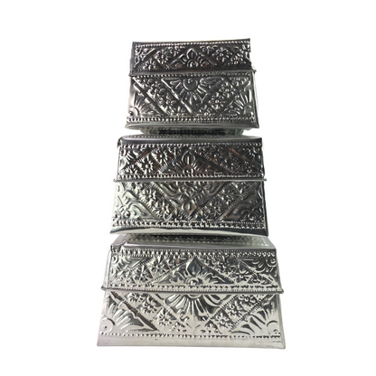 Set of 3 Medium Silver Nesting Boxes