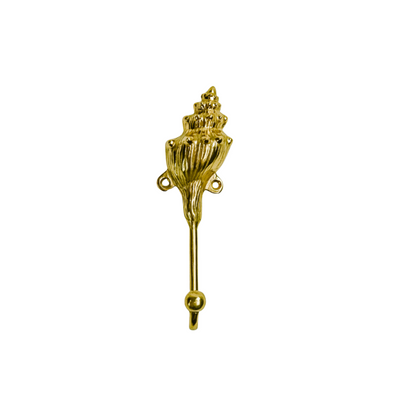 Gold Brass Pointed Conch Shell Wall Hook