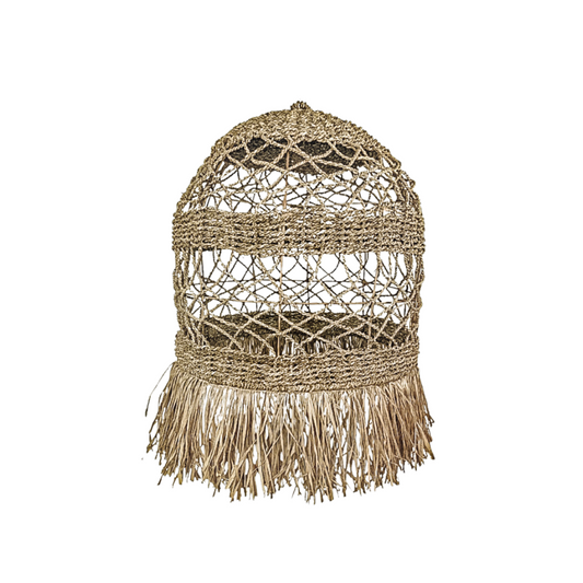Diya Fringed Seagrass Pendant Light Shade Large