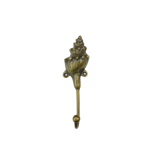 Antique Brass Pointed Conch Shell Wall Hook