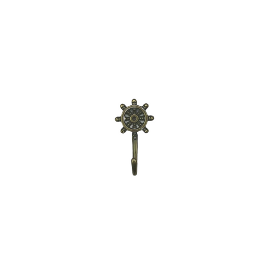 Brass Ship Wheel Wall Hook Small
