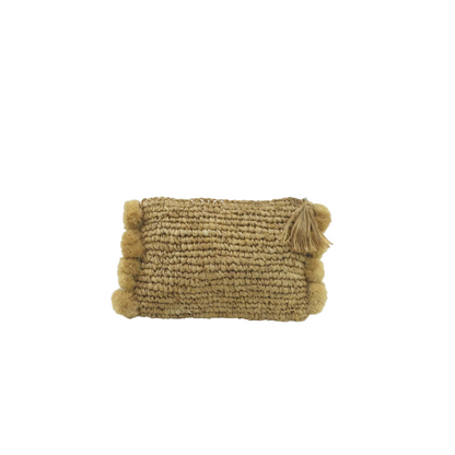 Willa Raffia Pom Pom Clutch