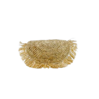 Elodie Raffia Half-Moon Clutch